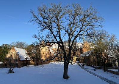 Kloster Chorin in verschneiter Abendstimmung